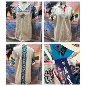 2 NWT ladies le coq sportif short sleeve polo style shirts Medium